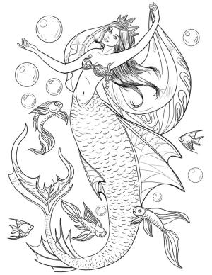 Deniz Kızı boyama sayfası, Mermaid coloring page, Güzel Bir Deniz Kızı, 