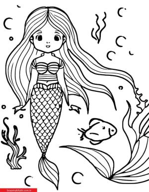 Deniz Kızı boyama sayfası, Mermaid coloring page, , 