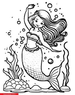 Deniz Kızı boyama sayfası, Mermaid coloring page, , 