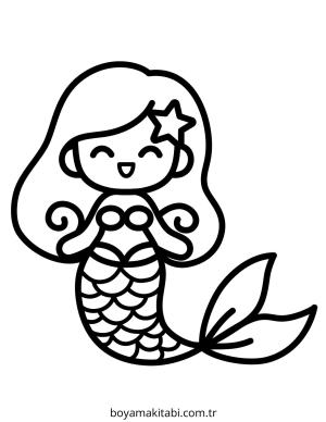 Deniz Kızı boyama sayfası – eğitici aktivite, yaratıcılık