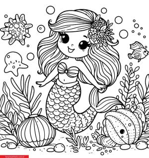 Deniz Kızı boyama sayfası, Mermaid coloring page, , 