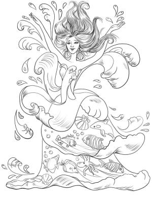 Deniz Kızı boyama sayfası, Mermaid coloring page, Göz alıcı denizkızı, 