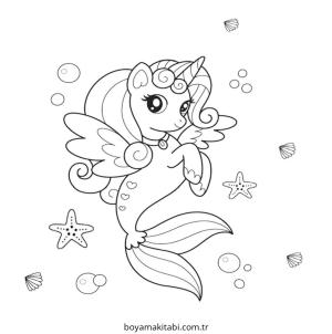 Deniz Kızı boyama sayfası – sanatsal çalışma, çocuklar için