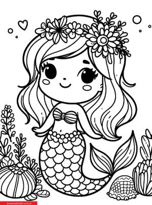 Deniz Kızı boyama sayfası, Mermaid coloring page, , 