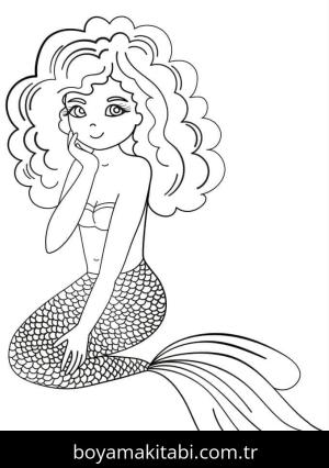 Deniz Kızı boyama sayfası – el becerilerini geliştirir, boyama çalışması