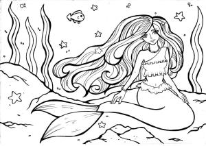 Deniz Kızı boyama sayfası, Mermaid coloring page, Bir Deniz Kızı, 