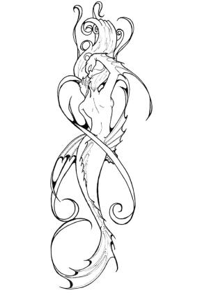 Deniz Kızı boyama sayfası, Mermaid coloring page, Denizkızı Dövmesi, 