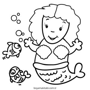 Deniz Kızı boyama sayfası – çocuk aktivitesi, PDF indir