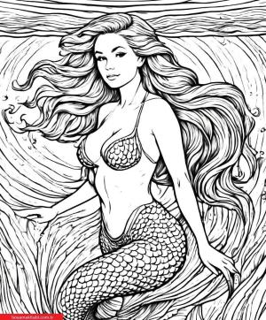 Deniz Kızı boyama sayfası, Mermaid coloring page, , 