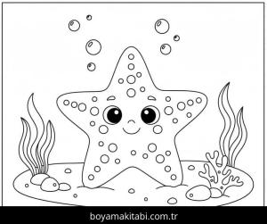 Deniz Yıldızı boyama sayfası – kolay boyama, eğitici aktivite