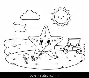 Deniz Yıldızı boyama sayfası – çizgi film temalı, basit çizim