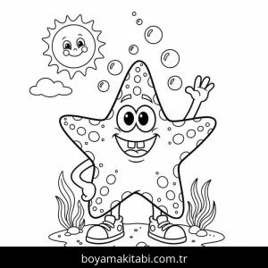 Deniz Yıldızı boyama sayfası – basit çizim, kolay boyama
