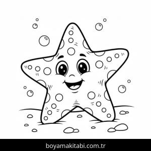 Deniz Yıldızı boyama sayfası – sevimli karakter, sanatsal çalışma