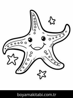 Deniz Yıldızı boyama sayfası – çizgi film temalı, basit çizim