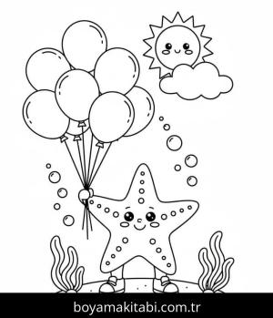 Deniz Yıldızı boyama sayfası – PDF indir, sevimli karakter