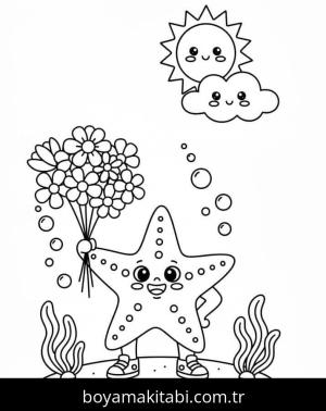 Deniz Yıldızı boyama sayfası – sevimli karakter, sanatsal çalışma