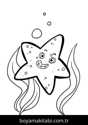 Deniz Yıldızı boyama sayfası – el becerilerini geliştirir, boyama çalışması