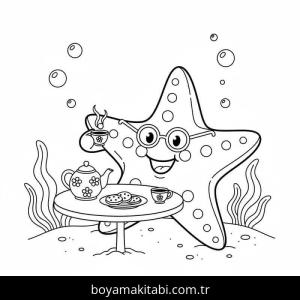 Deniz Yıldızı boyama sayfası – boyama etkinliği, çocuk aktivitesi