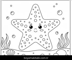 Deniz Yıldızı boyama sayfası – okul öncesi, evde etkinlik