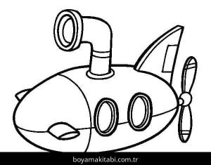 Denizaltı boyama sayfası – çizgi film temalı, basit çizim