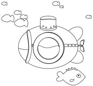 Denizaltı boyama sayfası,  coloring page, Denizaltı ve Balıklar, 