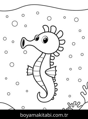 Denizatı boyama sayfası – çocuklar için, çizgi film temalı
