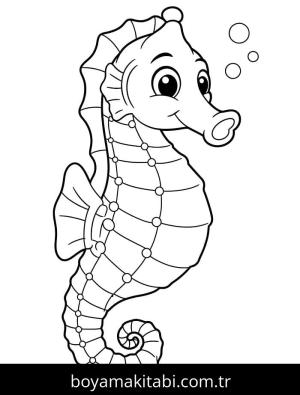Denizatı boyama sayfası – sevimli karakter, sanatsal çalışma