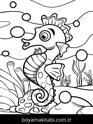 Denizatı boyama sayfası – renkli çizimler, okul öncesi