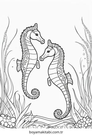 Denizatı boyama sayfası – renkli çizimler, okul öncesi