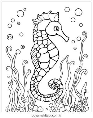 Denizatı boyama sayfası – basit çizim, kolay boyama