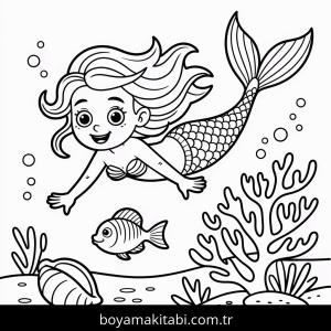 Denizkızı boyama sayfası – yaratıcılık, eğlenceli etkinlik