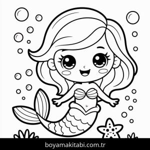 Denizkızı boyama sayfası – el becerilerini geliştirir, boyama çalışması