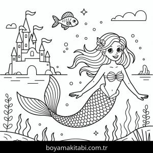 Denizkızı boyama sayfası – ücretsiz yazdır, boyama etkinliği