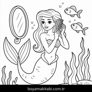 Denizkızı boyama sayfası – boyama çalışması, yaratıcılığı geliştirir