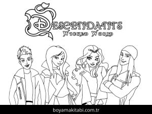 Descendants boyama sayfası – renkli çizimler, okul öncesi