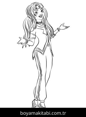Descendants boyama sayfası – çizgi film temalı, basit çizim