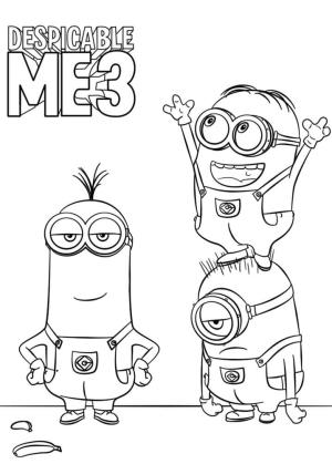 Despicable Me boyama sayfası,  coloring page, Çılgın Hırsız 3 Minyon, 