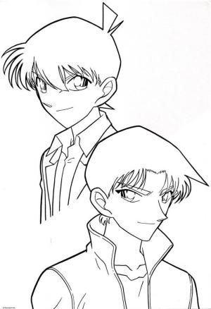 Dedektif Conan boyama sayfası,  coloring page, Shinichi ve Heiji, 