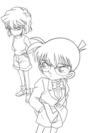 Dedektif Conan boyama sayfası,  coloring page, Conan ve Ai Haibara, 