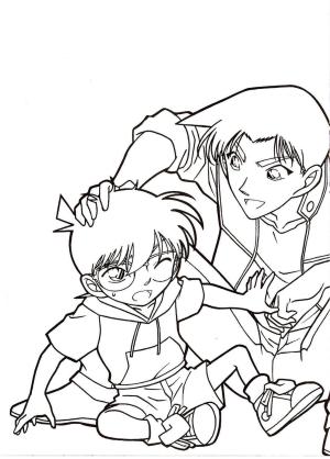 Dedektif Conan boyama sayfası,  coloring page, Heiji ve Conan, 