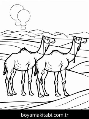 Deve boyama sayfası – boyama çalışması, yaratıcılığı geliştirir