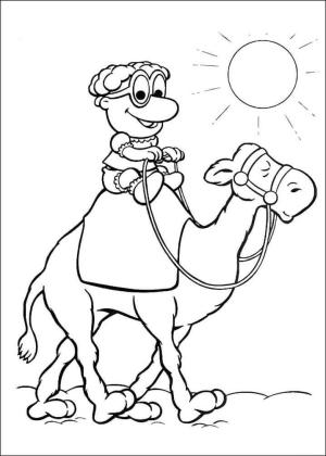 Deve boyama sayfası, Camel coloring page, Deve Üzerinde Bebek Skeeter, 