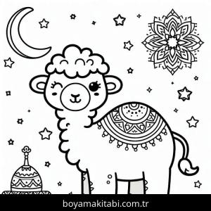 Deve boyama sayfası – sanatsal çalışma, çocuklar için