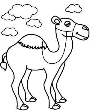 Deve boyama sayfası, Camel coloring page, Bulutlar ile Deve, 