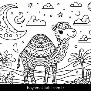 Deve boyama sayfası – boyama etkinliği, çocuk aktivitesi