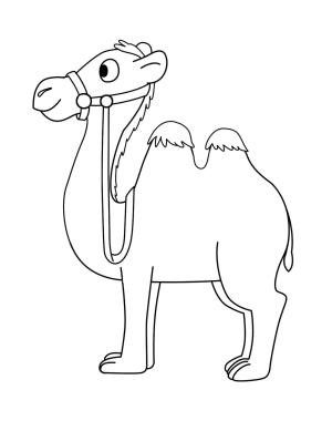 Deve boyama sayfası, Camel coloring page, Gülümseyen çizgi Film Deve, 