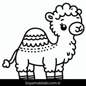 Deve boyama sayfası – basit çizim, kolay boyama