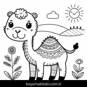 Deve boyama sayfası – yaratıcılık, eğlenceli etkinlik