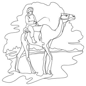 Deve boyama sayfası, Camel coloring page, Deve Üzerinde Bedevi, 