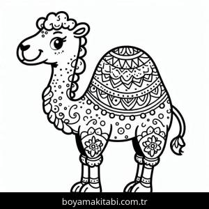 Deve boyama sayfası – çizgi film temalı, basit çizim